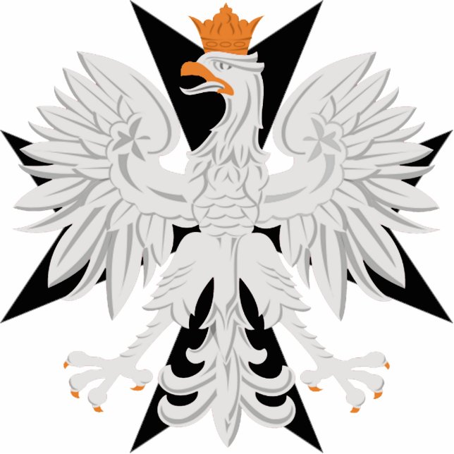 Polish White Eagle Black Maltese Cross Standing Photo Sculpture (Front)