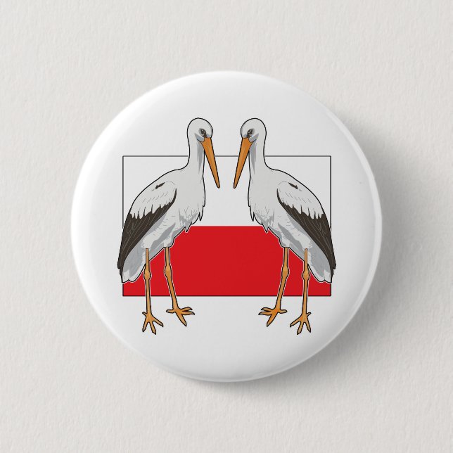 Polish White Stork 6 Cm Round Badge (Front)