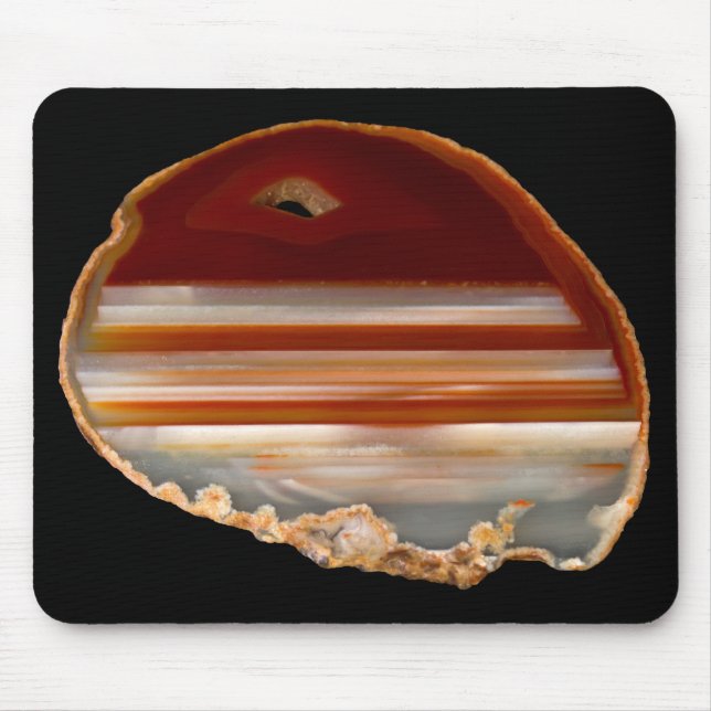 Polished Banded Agate Slice Mineral Rock Photo Mouse Mat (Front)
