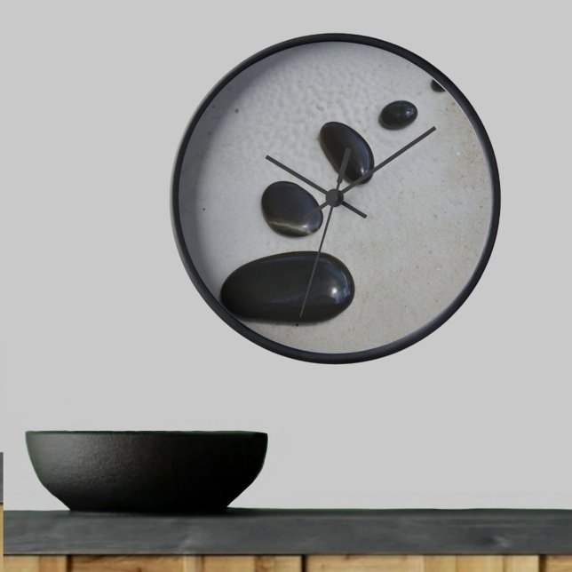 Polished Black Zen Stones Grey Clock (Creator Uploaded)