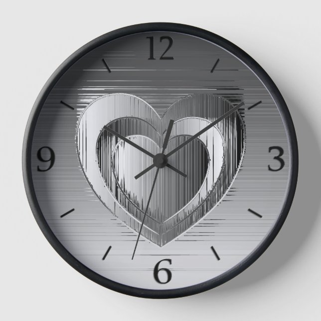 Polished Chrome Heart with Frame Clock (Front)