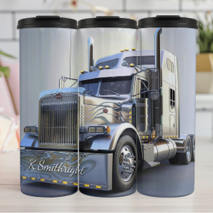 Polished Chrome Semi Truck Showcase Thermal Tumbler