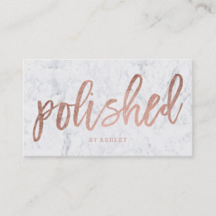 Polished elegant rose gold typography marble business card