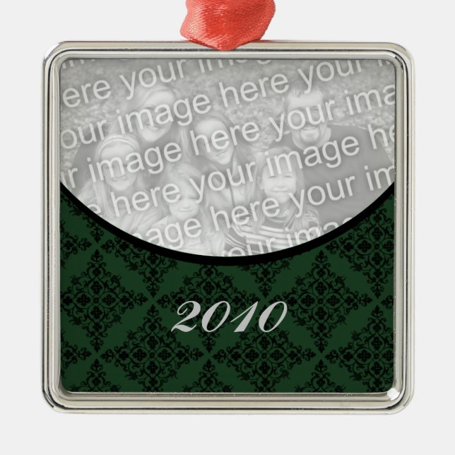 Polished Holiday Damask Premium Square Ornament (Front)