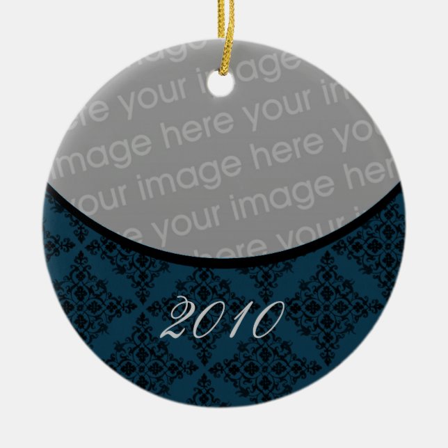 Polished Holiday Damask Round Ornament (Front)