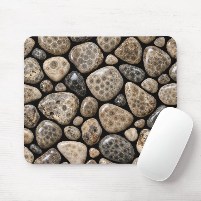 Polished Michigan Petoskey Stone Collection Mouse Mat (With Mouse)