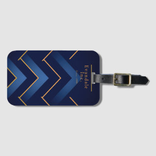 Polished Navy Gold Chevron Personalised Luggage Tag