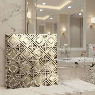 Polished Pewter Metallic Geometric #13 ID1227 Tile