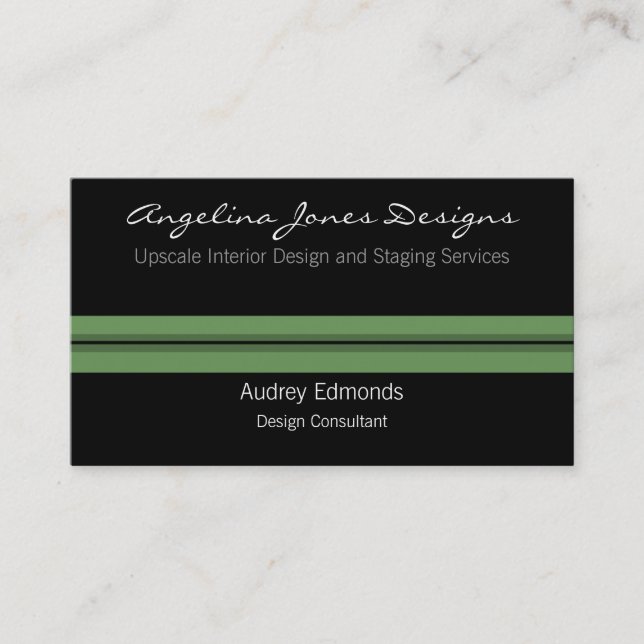 Polished Professional Business Card, Sage Green Card (Front)