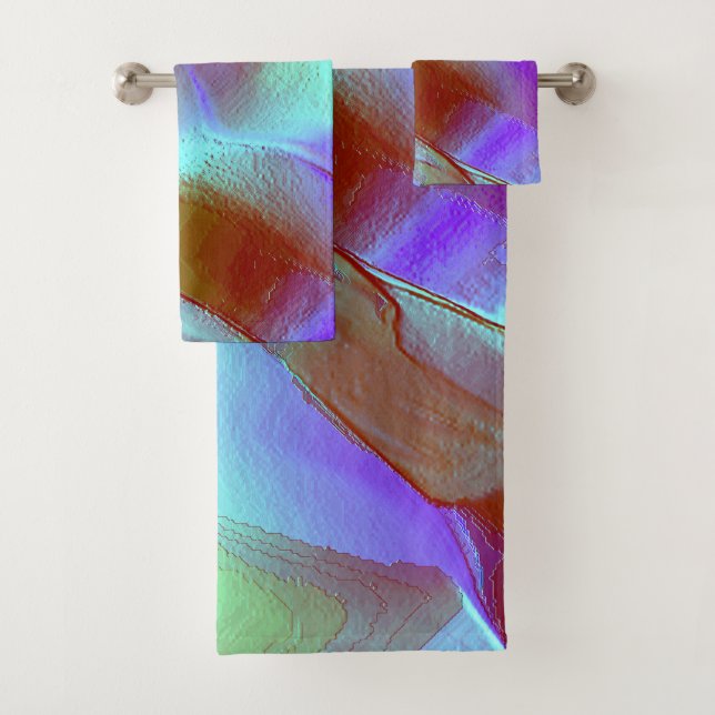 Polished rock in chrome purple bath towel set (Insitu)