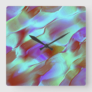 Polished rock in chrome purple square wall clock