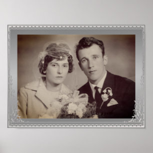 Polished silver border frame custom photo poster