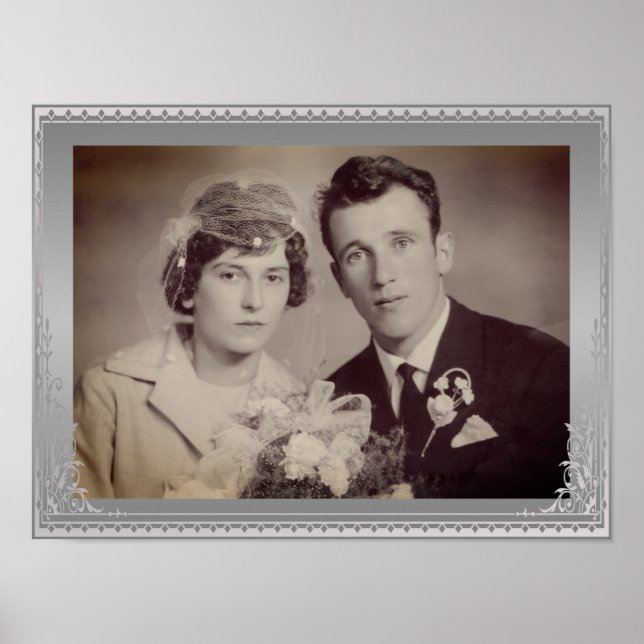 Polished silver border frame custom photo poster (Front)
