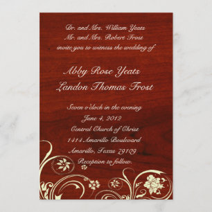 Polished Wood Old Lace Wedding Invitation