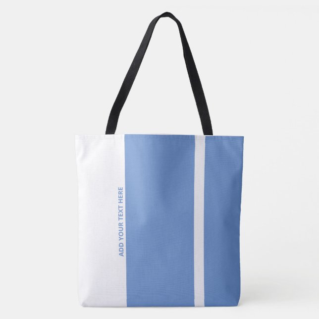 Polite Blue Modern Vertical Bands Tote Bag (Front)