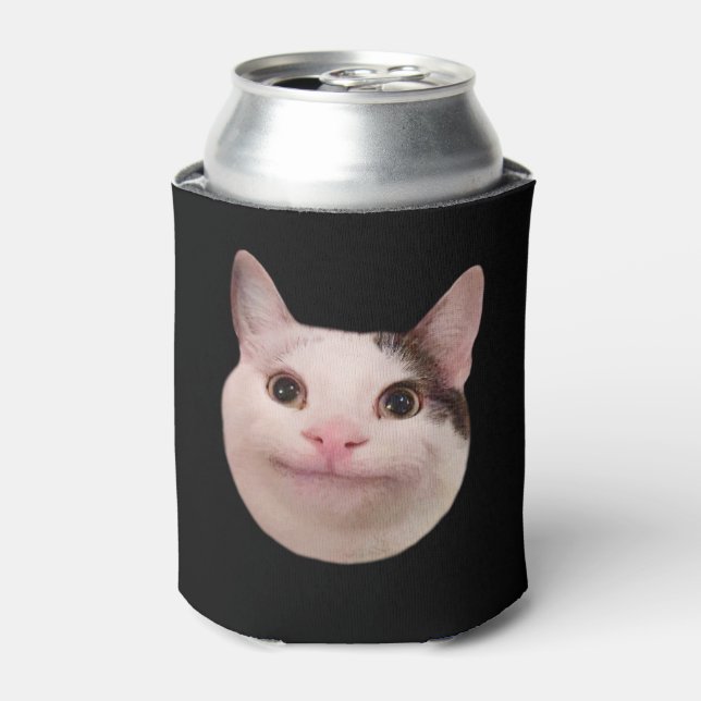 Polite Cat Meme Double Sided Black Can Cooler (Can Front)