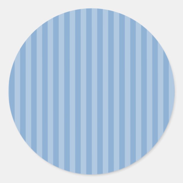 Polite Light Blue Monochrome Vertical Stripes Classic Round Sticker (Front)