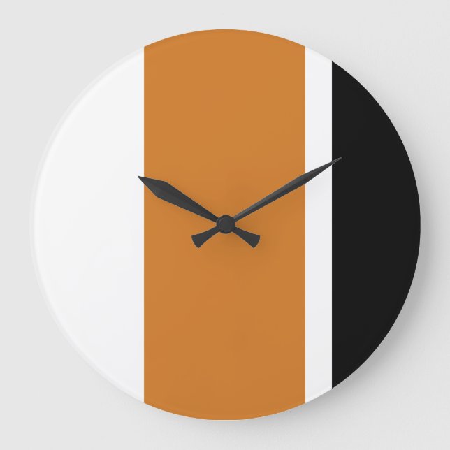 Polite Orange and Black Modern Vertical Bands Large Clock (Front)