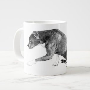 Polite Paw—Pitbull Mix Monochrome Large Coffee Mug