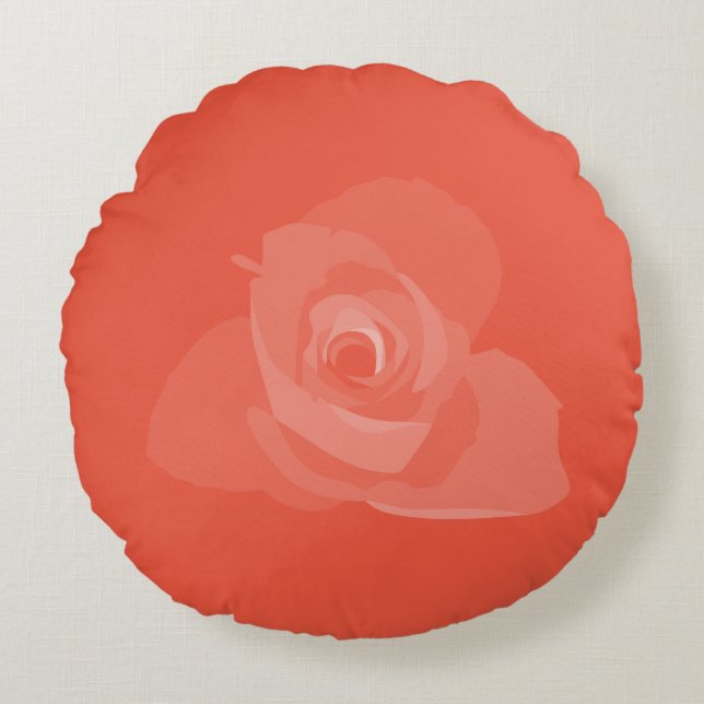 Polite Transparent Modern White Rose Art Round Cushion (Front)