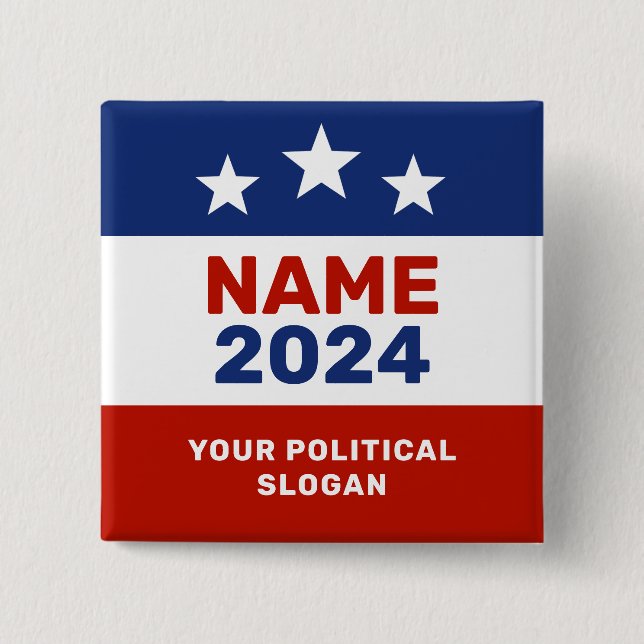 Political Campaign 2024 Red & Blue Election Button (Front)