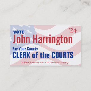 Political Campaign - Clerk of the Courts Business Business Card