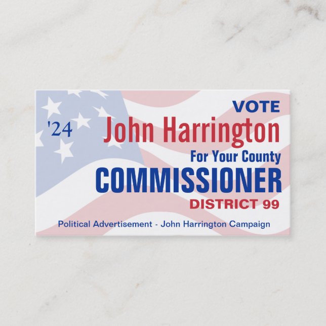 Political Campaign - County Commissioner Business Card (Front)