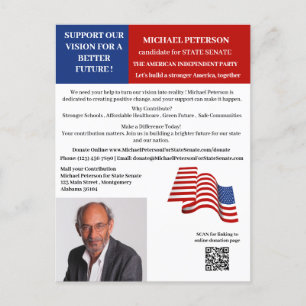 Political Campaign Election Fundraising Donation  Postcard