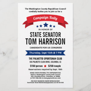 Political Campaign Fundraising Flyer with Banner 