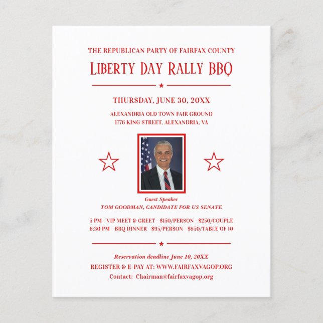 Political Campaign Fundraising Invite with Photo (Front)