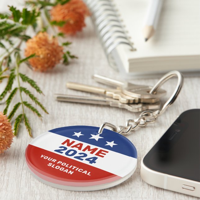 Political Campaign Gear 2024 Red Blue US Election Key Ring (Front Right)