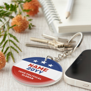 Political Campaign Gear Red Blue US Election Key Ring