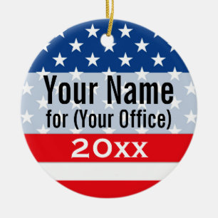 Political Campaign Non-Partisan Printed Candidate Ceramic Tree Decoration