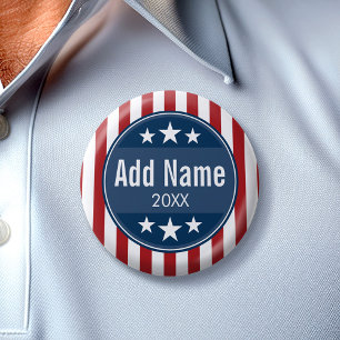 Political Campaign - Patriotic Stars and Stripes 6 Cm Round Badge