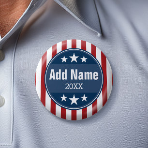 Political Campaign - Patriotic Stars and Stripes 6 Cm Round Badge