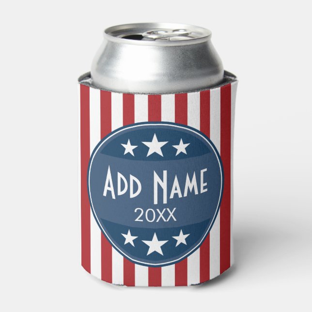 Political Campaign - Patriotic Stars and Stripes Can Cooler (Can Front)