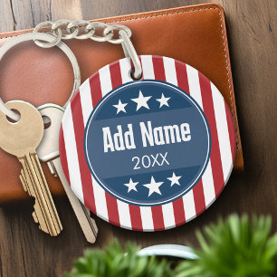 Political Campaign - Patriotic Stars and Stripes Key Ring
