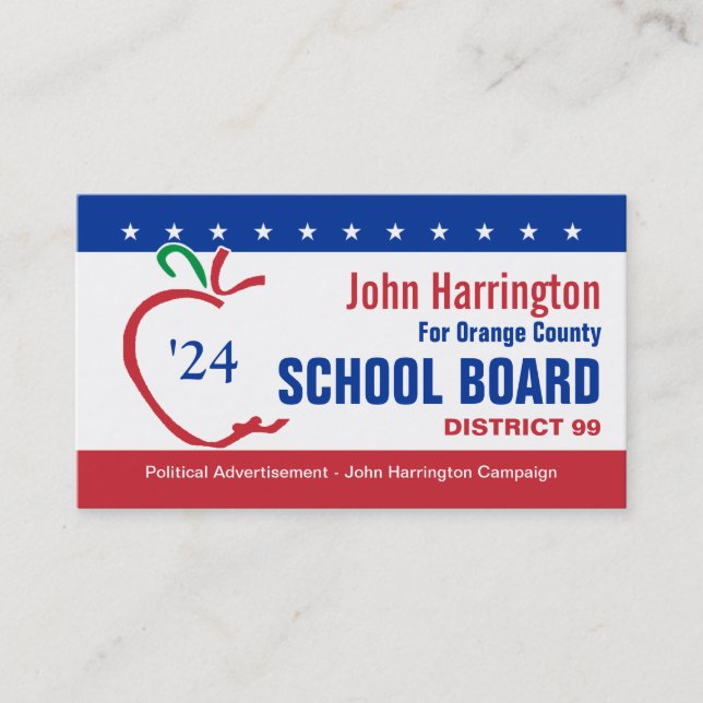 Political Campaign - School Board Business Card (Front)
