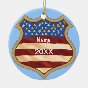 Political Campaign Shield Ceramic Tree Decoration