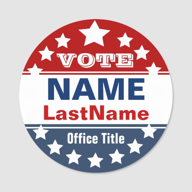 Political Campaign Template Name Tag (Front)