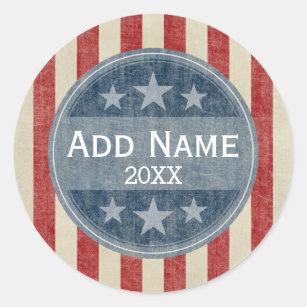 Political Campaign - vintage stars and stripes Classic Round Sticker
