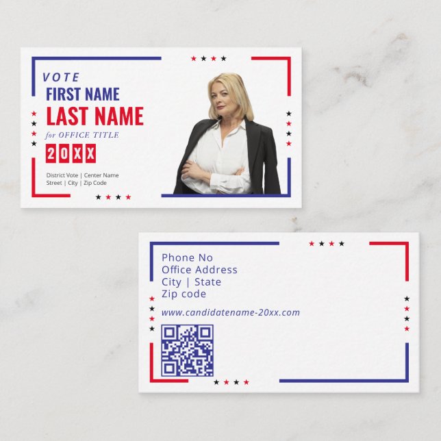Political Candidate Election Campaign Personalized Business Card (Front/Back)