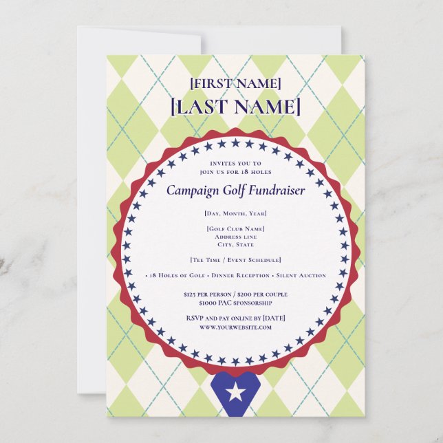 Political Candidate Golf Scramble 2026 Fundraiser Invitation (Front)