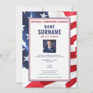 Political Candidate Photo Official Campaign Launch Invitation