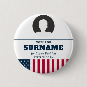 Political Election Campaign Candidate Name & Photo 6 Cm Round Badge