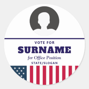 Political Election Campaign Candidate Name & Photo Classic Round Sticker