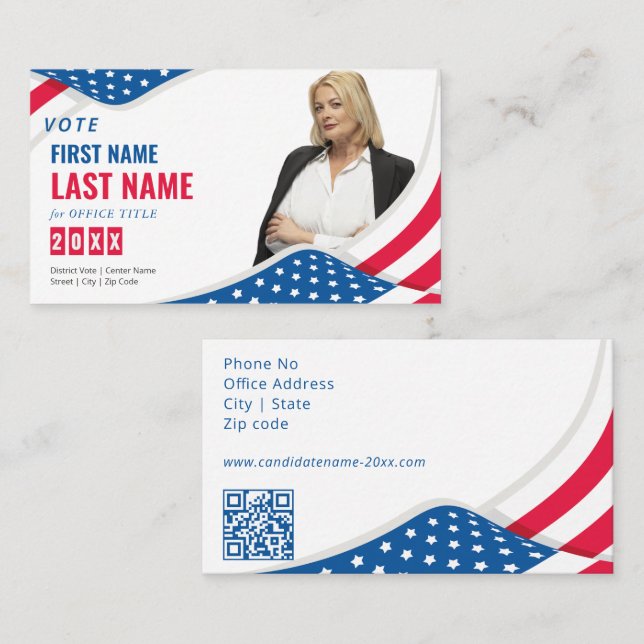 Political Election Campaign Candidate Personalised Business Card (Front/Back)