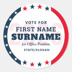 Political Election Campaign Custom Candidate Name Classic Round Sticker