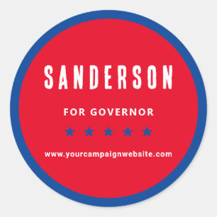 Political Election Campaign Name Red White Blue Classic Round Sticker