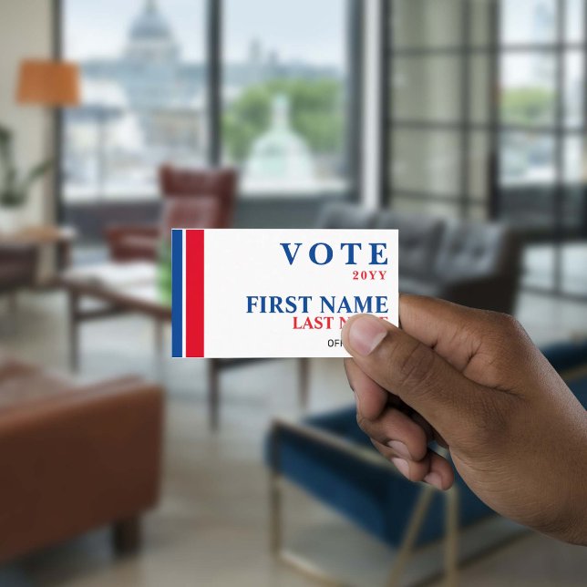 Political Election Campaign Red and Blue Stripes  Business Card (Creator Uploaded)